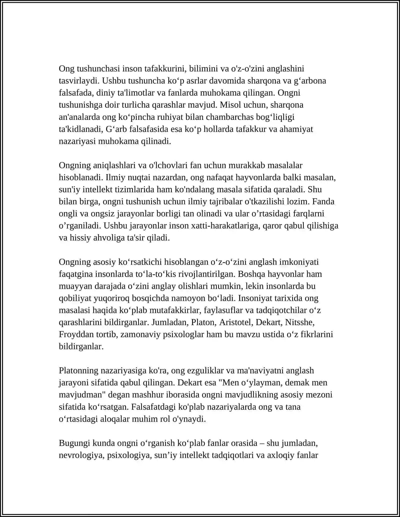 PSIXOLOGIYA FANINING MAQSAD VA VAZIFALARI.ONG HAQIDA TUSHUNCHA VA UNING XOSSALARI 4