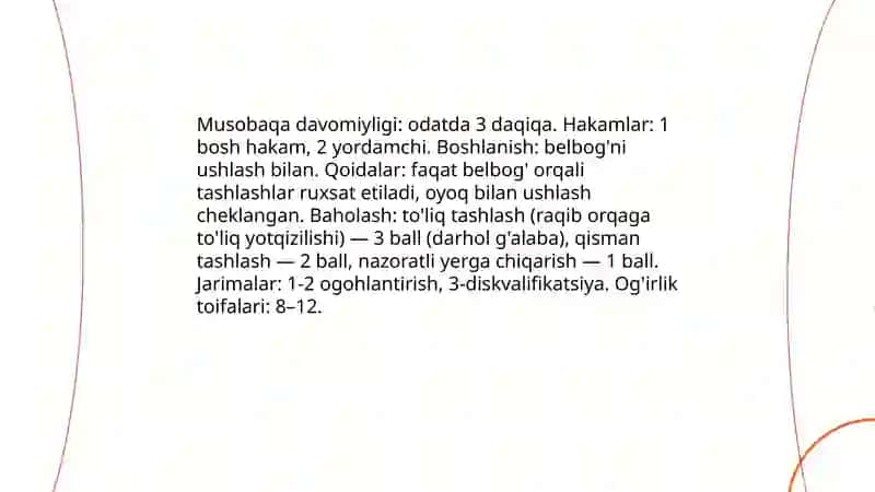 Milliy kurash va belbog'li kurash 4