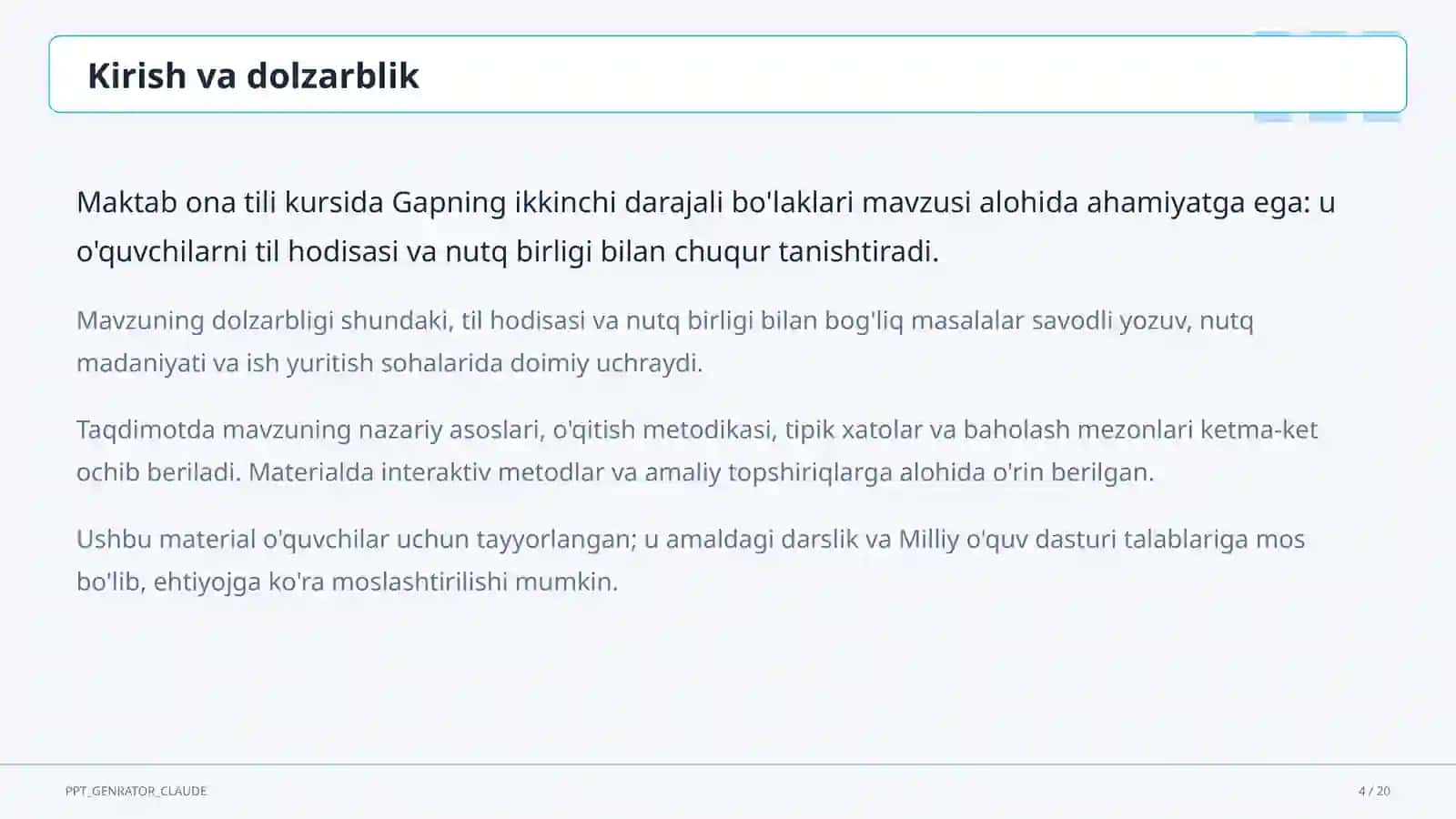 Gapning ikkinchi darajali bo'laklari (8-sinf) 4