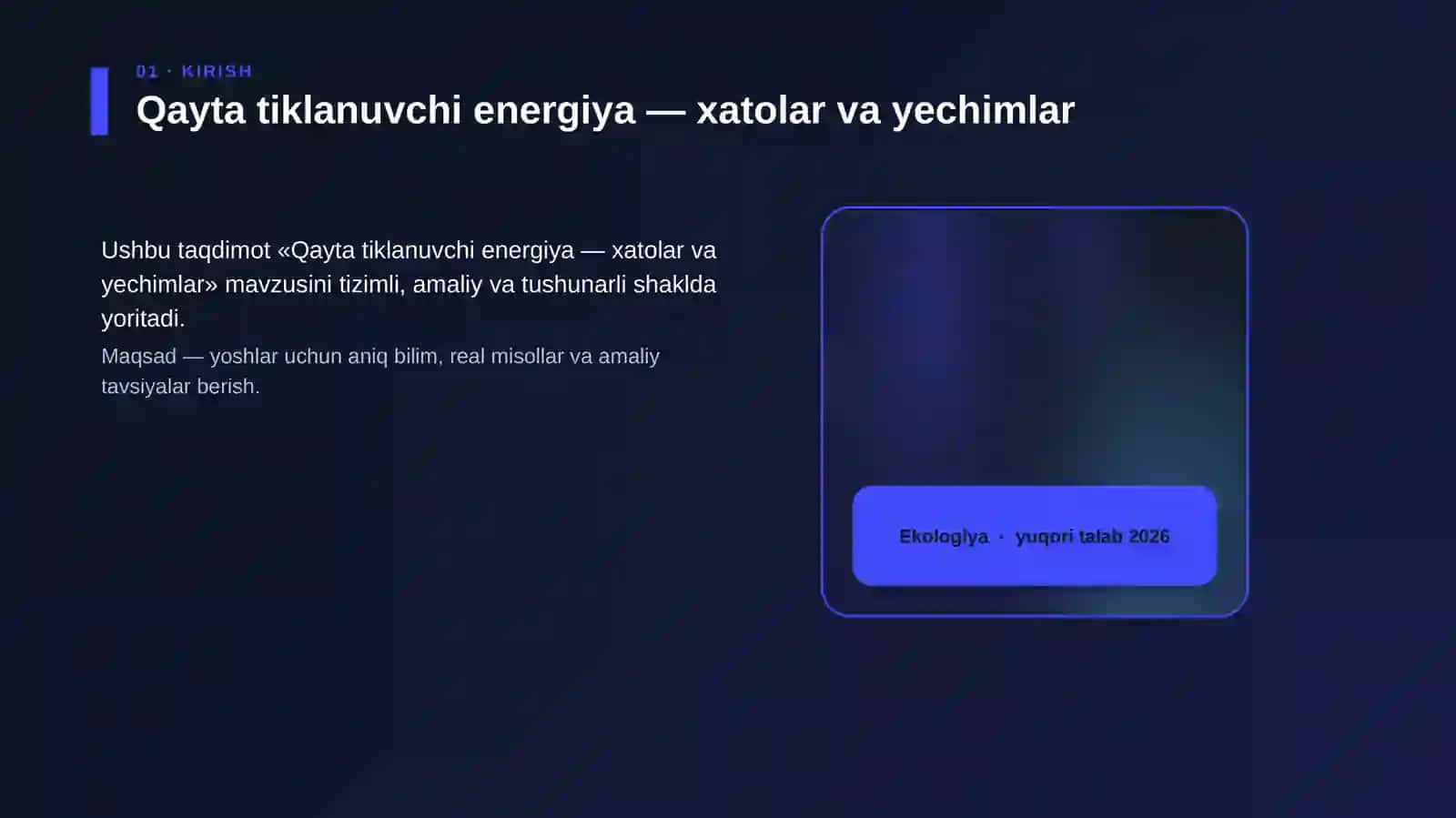 Qayta tiklanuvchi energiya — xatolar va yechimlar 4