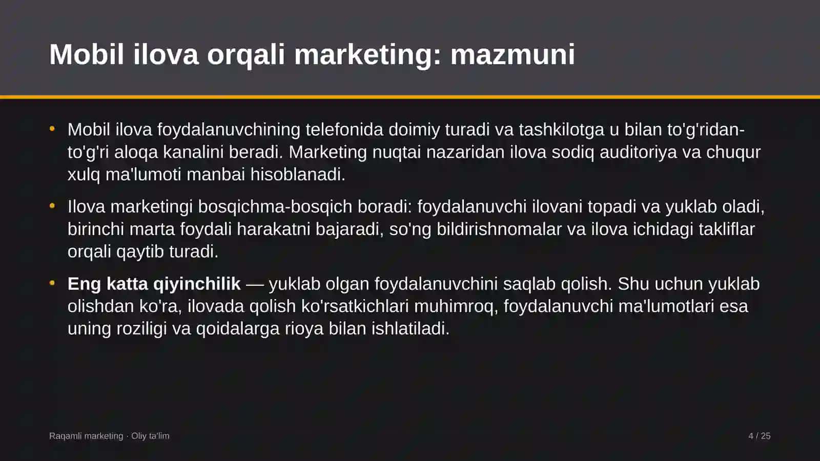 xizmat ko'rsatish sohasida mobil ilova orqali marketing 6507 4