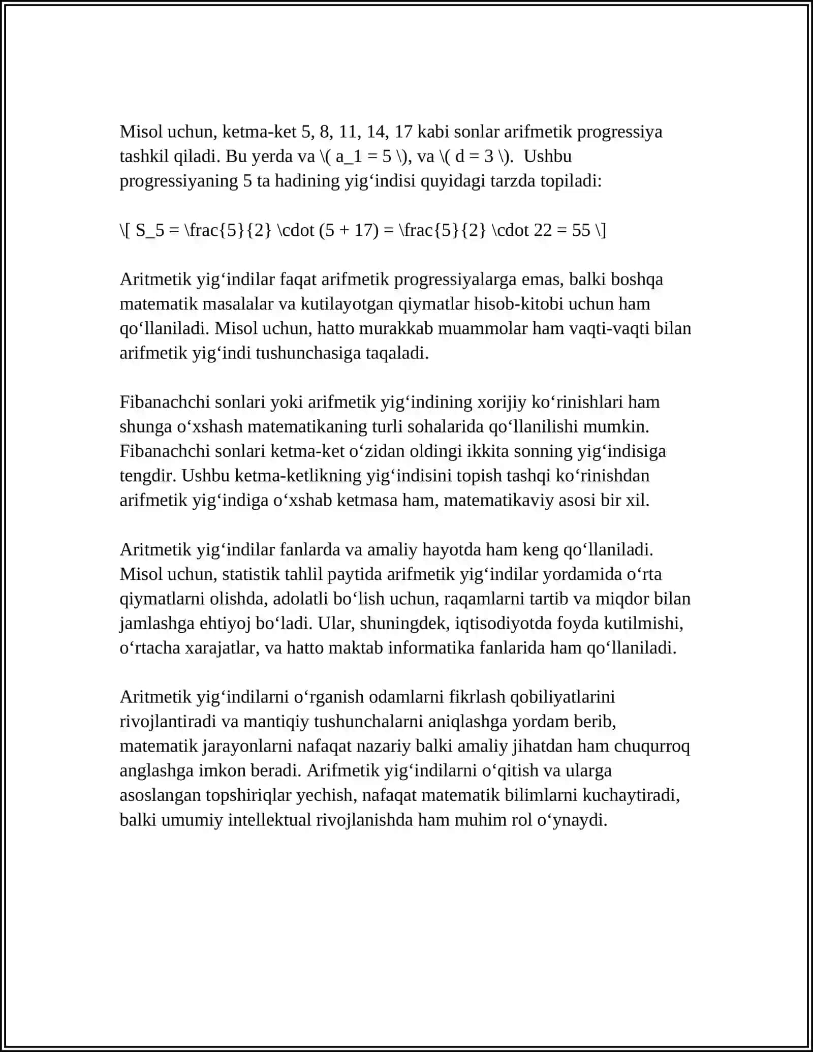 1-SINF MATEMATIKA DARSLARIDA YIG'INDINI TOPISHGA DOIR ODDIY ARIFMETIK MASALALARNI YECHISHNI O'RGATISH METODIKASI 4
