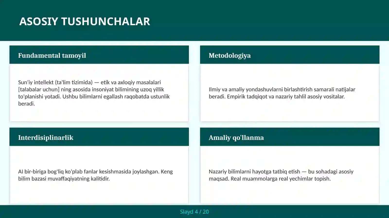 SUN'IY INTELLEKT (TA'LIM TIZIMIDA) — ETIK VA AXLOQIY MASALALARI [TALABALAR UCHUN] 4