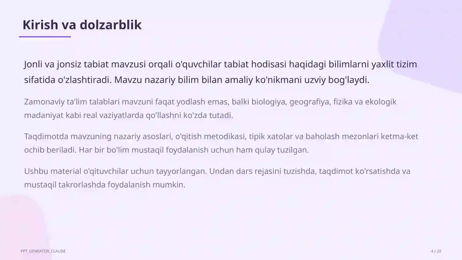 Jonli va jonsiz tabiat (2-sinf) 4