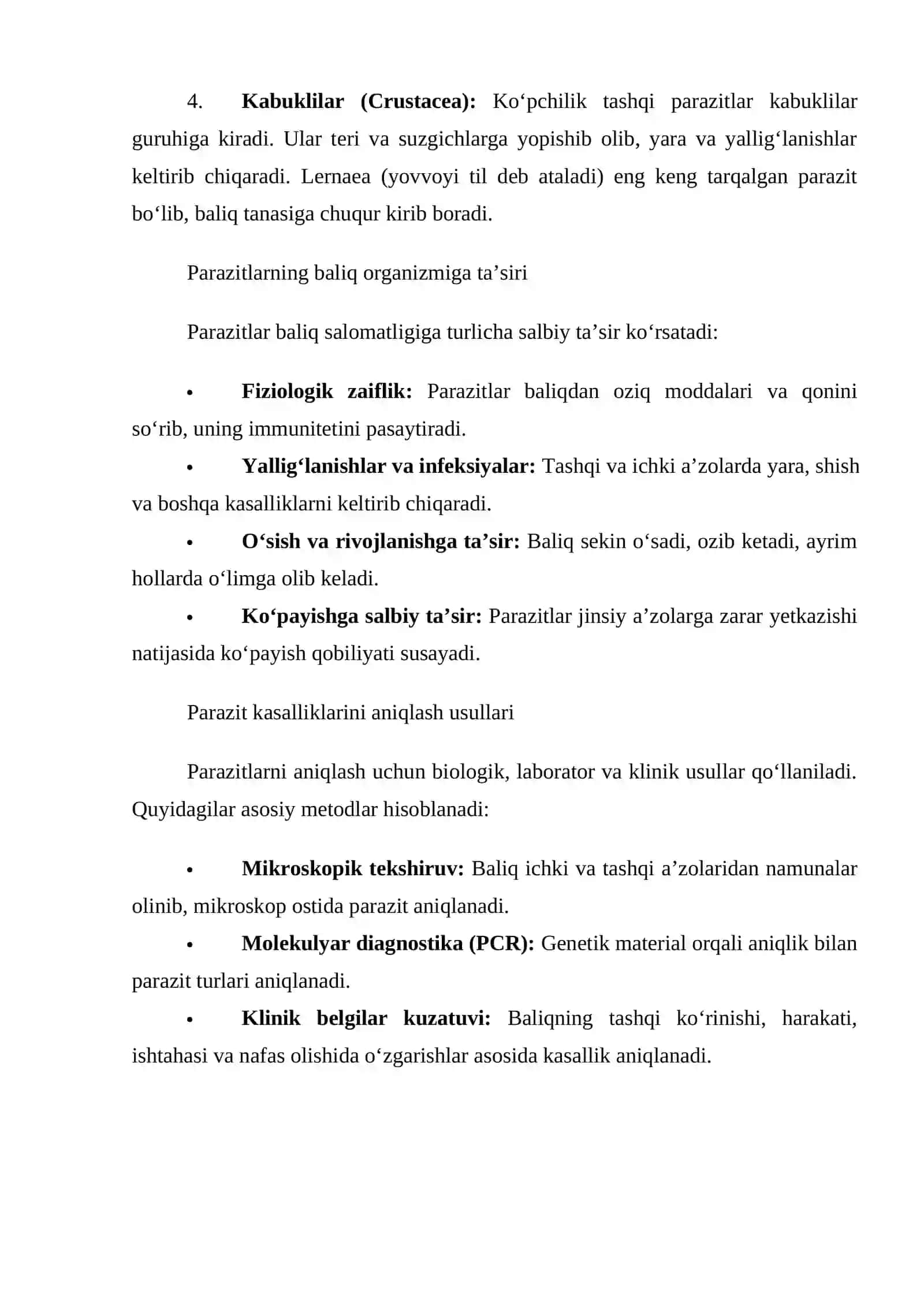 Baliqlar Organizmidagi Parazitlar Xilma-Xilligi 4