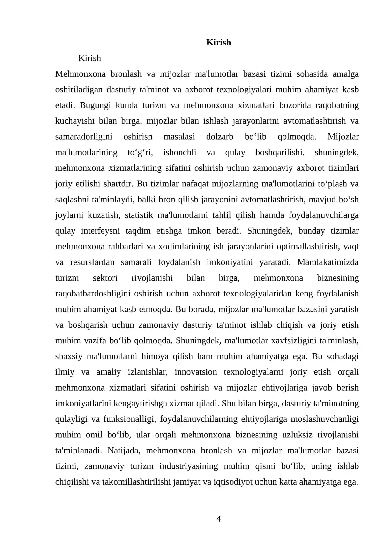 MEHMONXONA BRONLASH VA MIJOZLAR MA'LUMOTLAR BAZASI TIZIMI 4