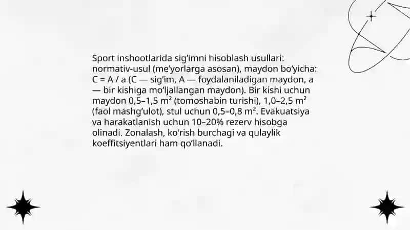 Sport inshootlarining bandligi va sigʻimi 4