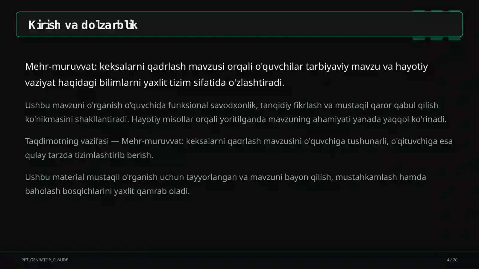 Mehr-muruvvat: keksalarni qadrlash 4