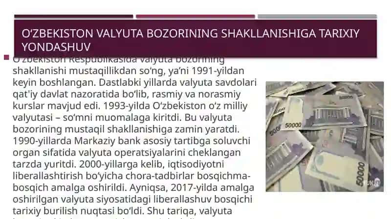 O‘zbekiston Respublikasi valyuta bozorining shakllanishi 4