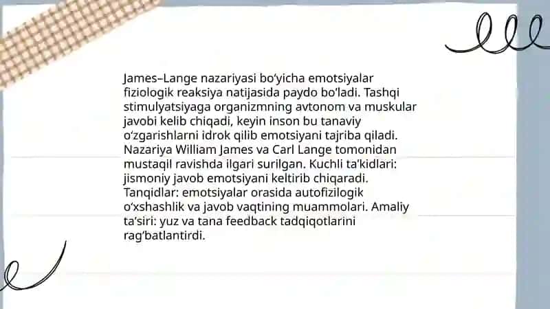 Emotsiya haqidagi psixologik nazariyalar 4