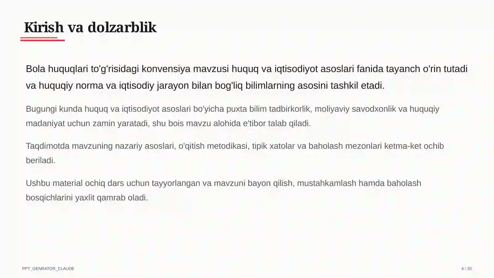Bola huquqlari to'g'risidagi konvensiya (9-sinf) 4