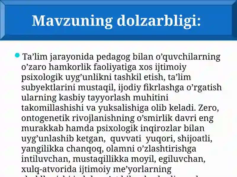 TARBIYASI OG’IR BOLALAR BILAN OLIB BORILADIGAN IJTIMOIY-PEDAGOGIK FAOLIYAT METODIKASI 4