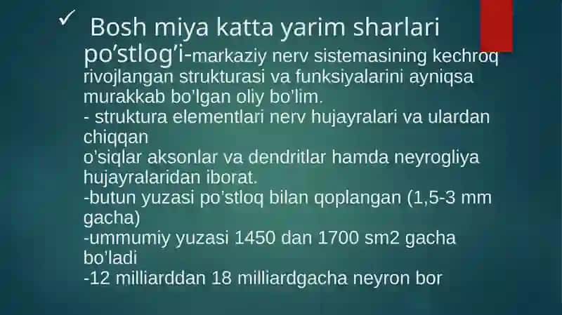 Bosh miyya turli bo’limlari faoliyatini o’raganish.Bosh miya yarim sharlar po’stlog’iningfiziologiyasi.Bazal yadrolar’Oraliq miya va miyacha fiziologiyasi. 4