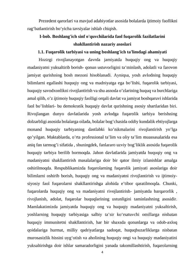 Boshlang'ich sinf o'quvchilarida faol fuqarolik fazilatlarini shakillantirish 4
