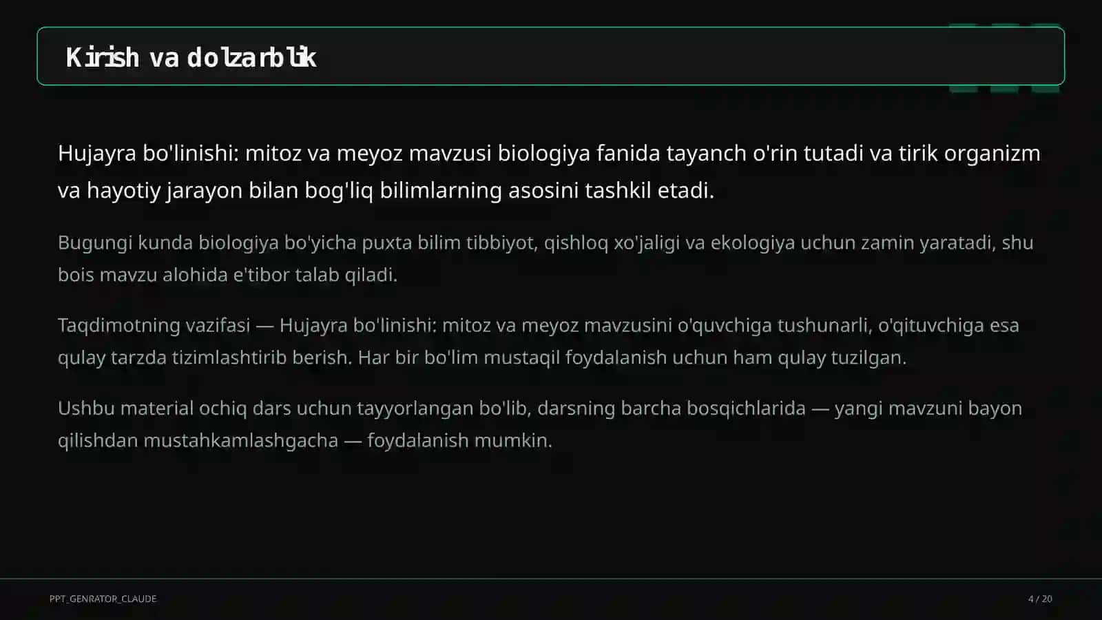 Hujayra bo'linishi: mitoz va meyoz (9-sinf) 4