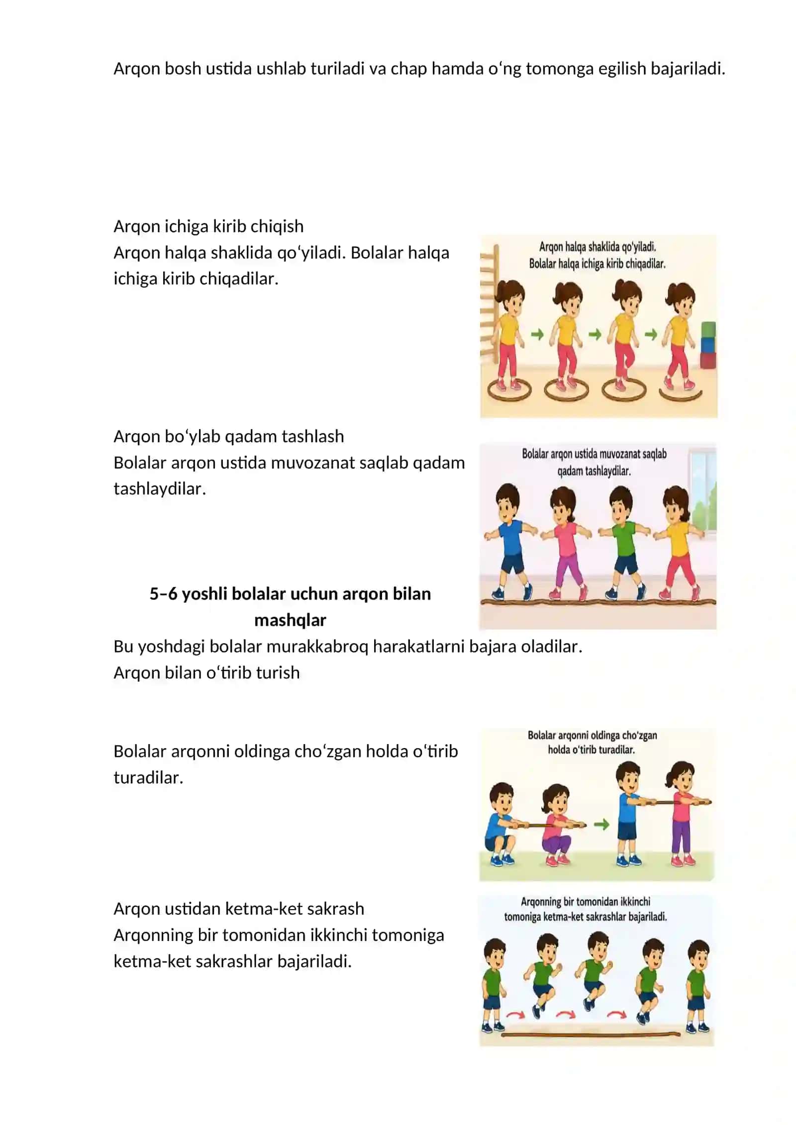 Arqon bilan bajariladigan umumrivojlantiruvchi mashqlar (3–7 yoshli bolalar uchun) 4