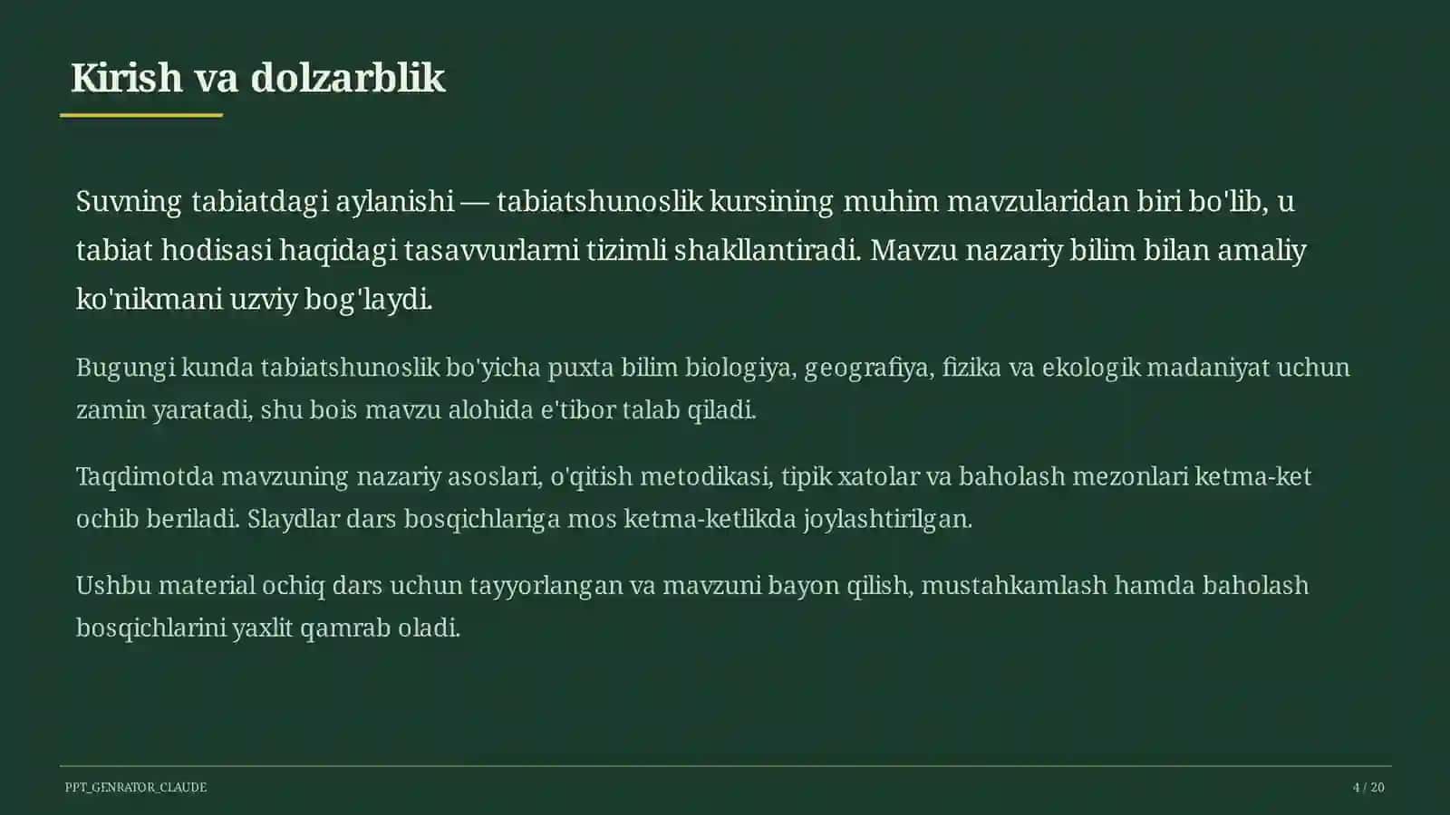 Suvning tabiatdagi aylanishi (2-sinf) 4