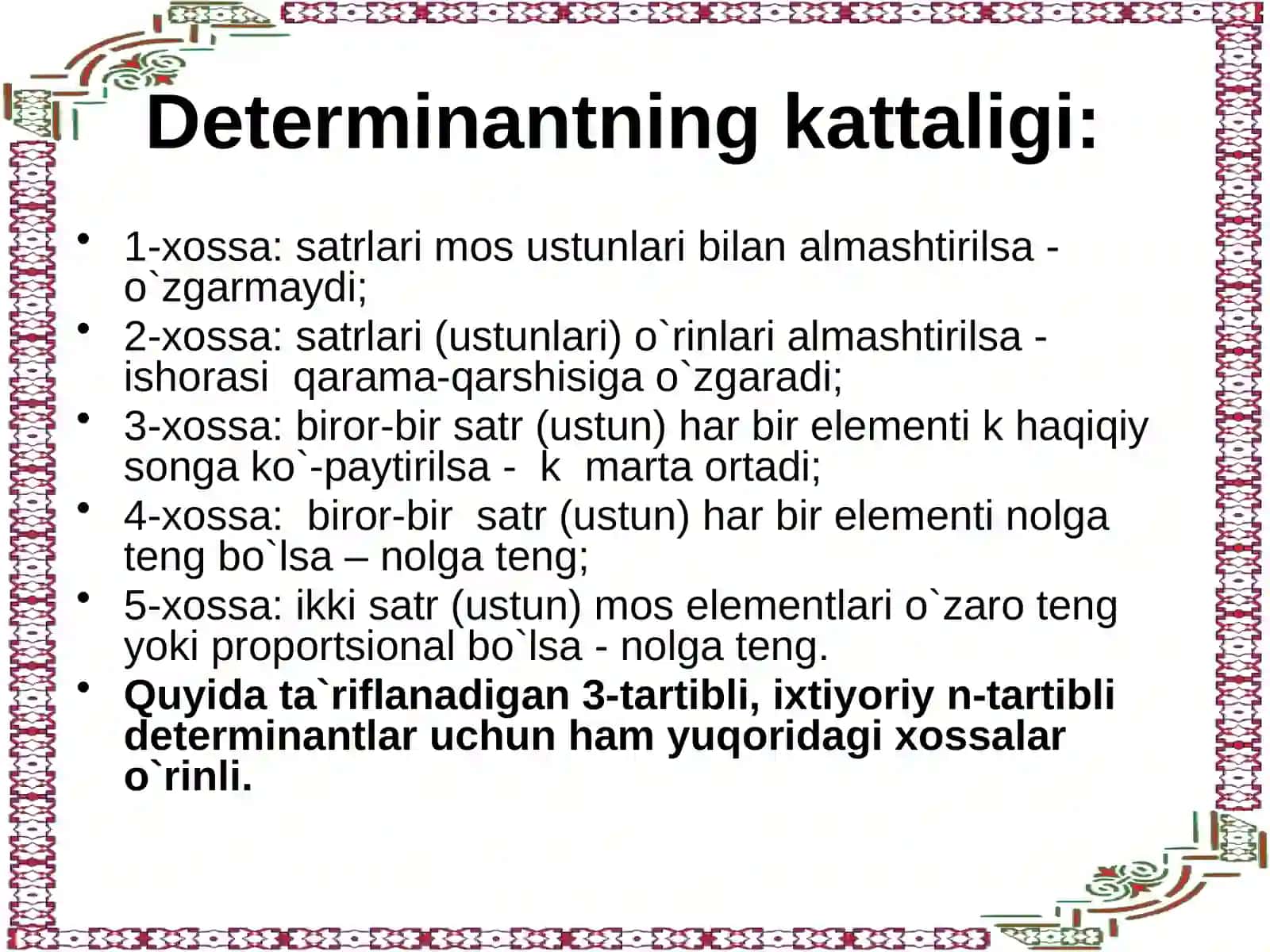 Ikkinchitartiblideterminant 4