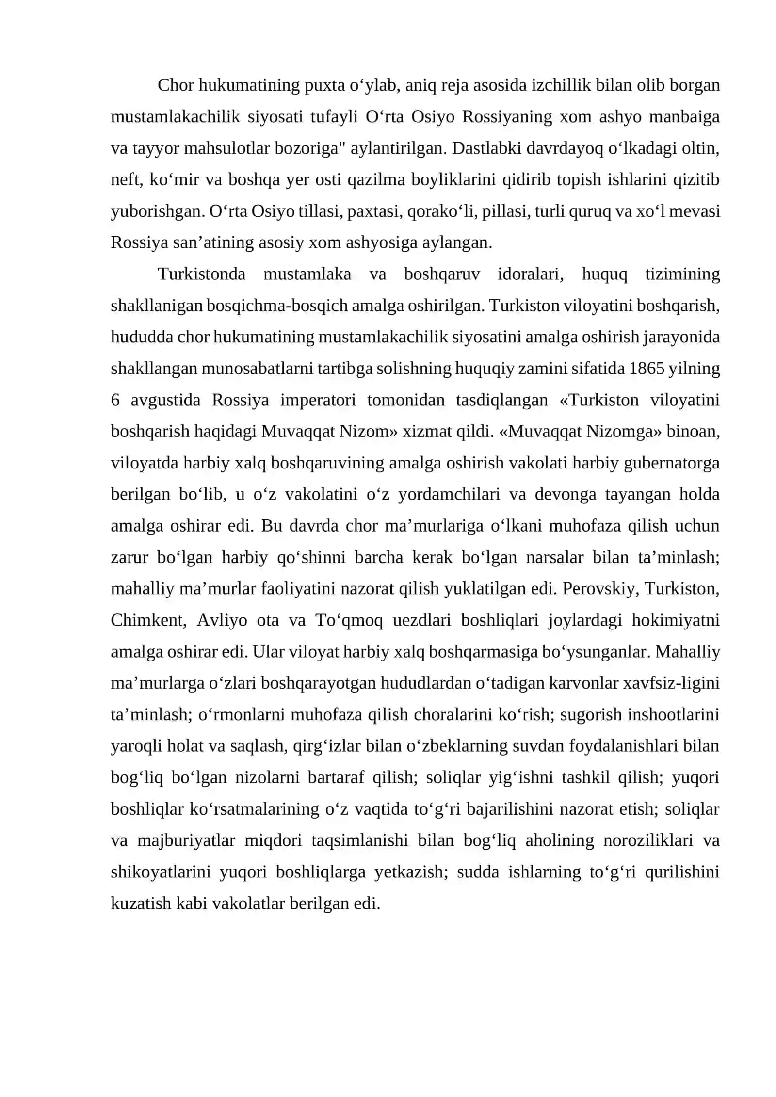 “Chor Rossiyasining O’zbekiston hududini egallashi” mavzusidagi Mustaqil ish 4