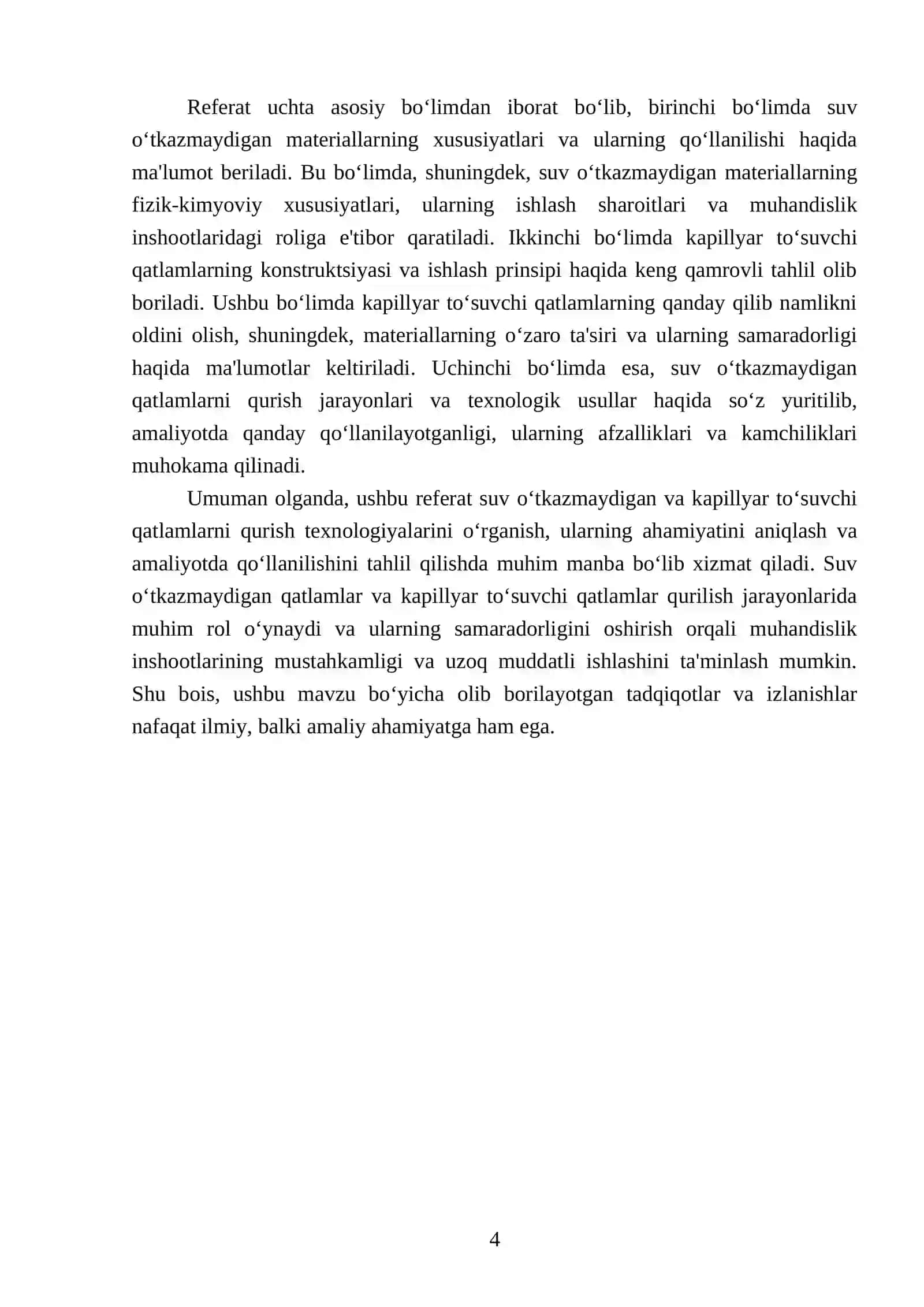 Suv o‘tkazmaydigan va kapillyar to‘suvchi qatlamni qurishning texnologiyasi 4