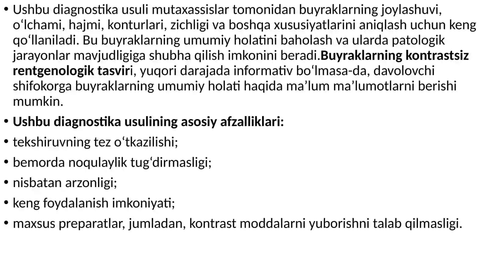 Buyrak kasalliklari monaviy rentgenologik va kompyuterli tomografiya tekshirish usullari 4