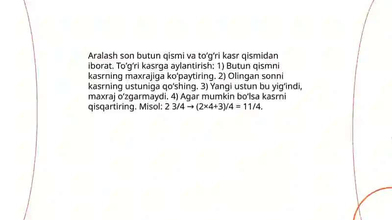 Aralash sonlarni o'rgatish 4