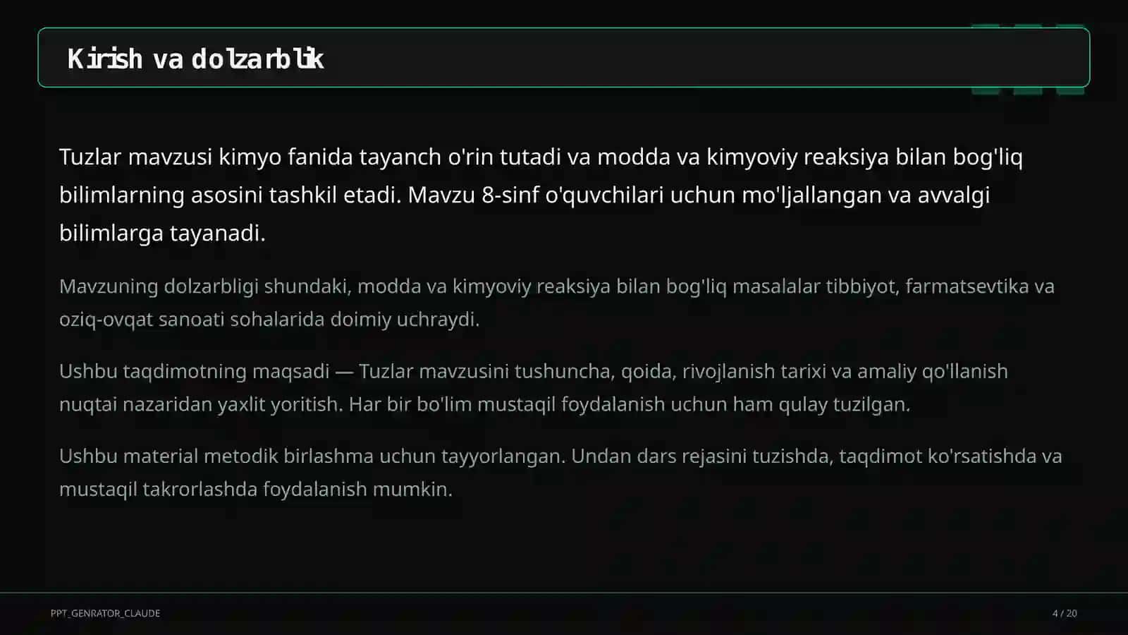 Tuzlar (8-sinf) 4