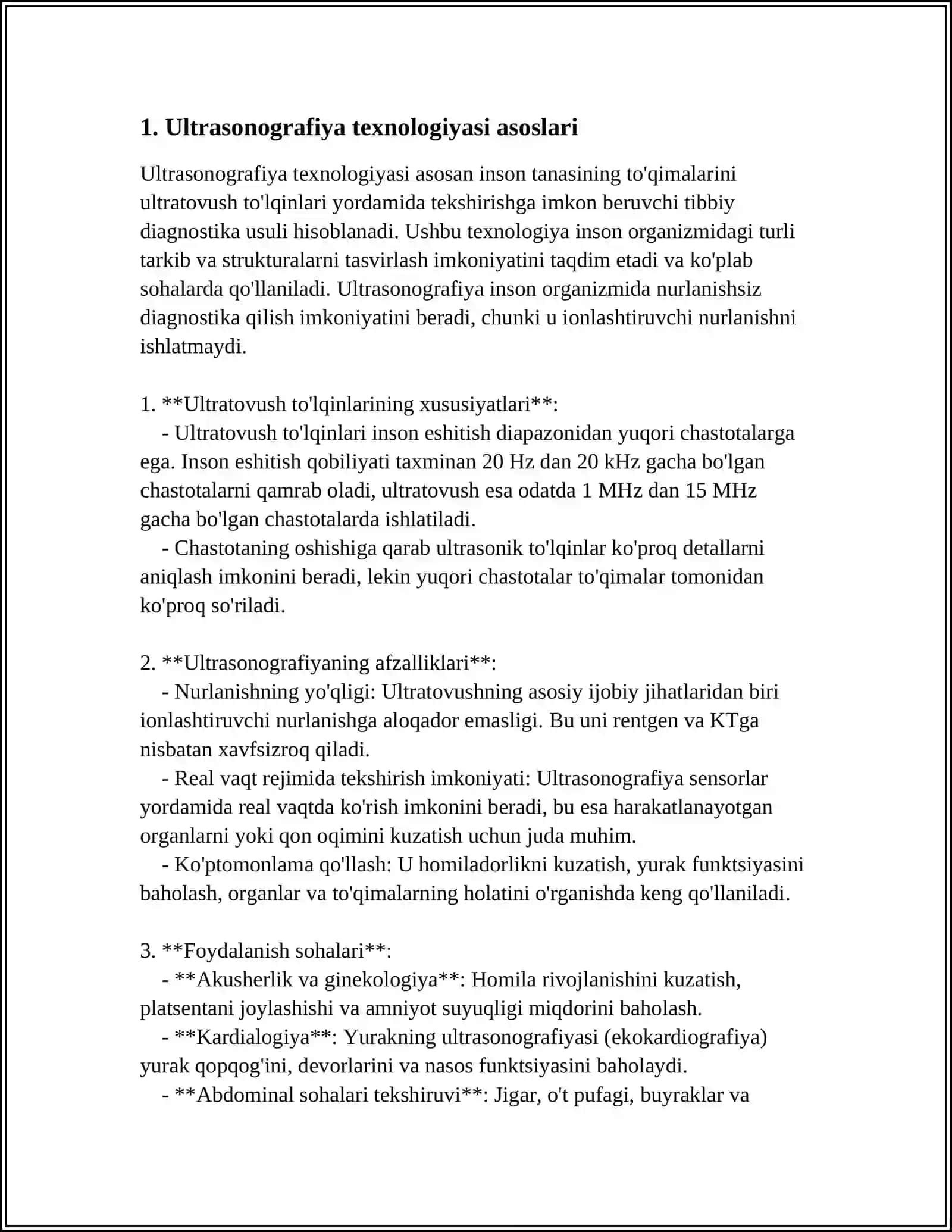 ULTRATOVUSH OLISH VA UNI TIBBIYOTDA QOʻLLANILISHI 4