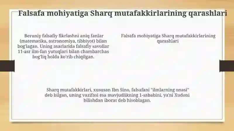 Falsafaning mohiyatiga oid Sharq mutafakkirlari qarashlari 4