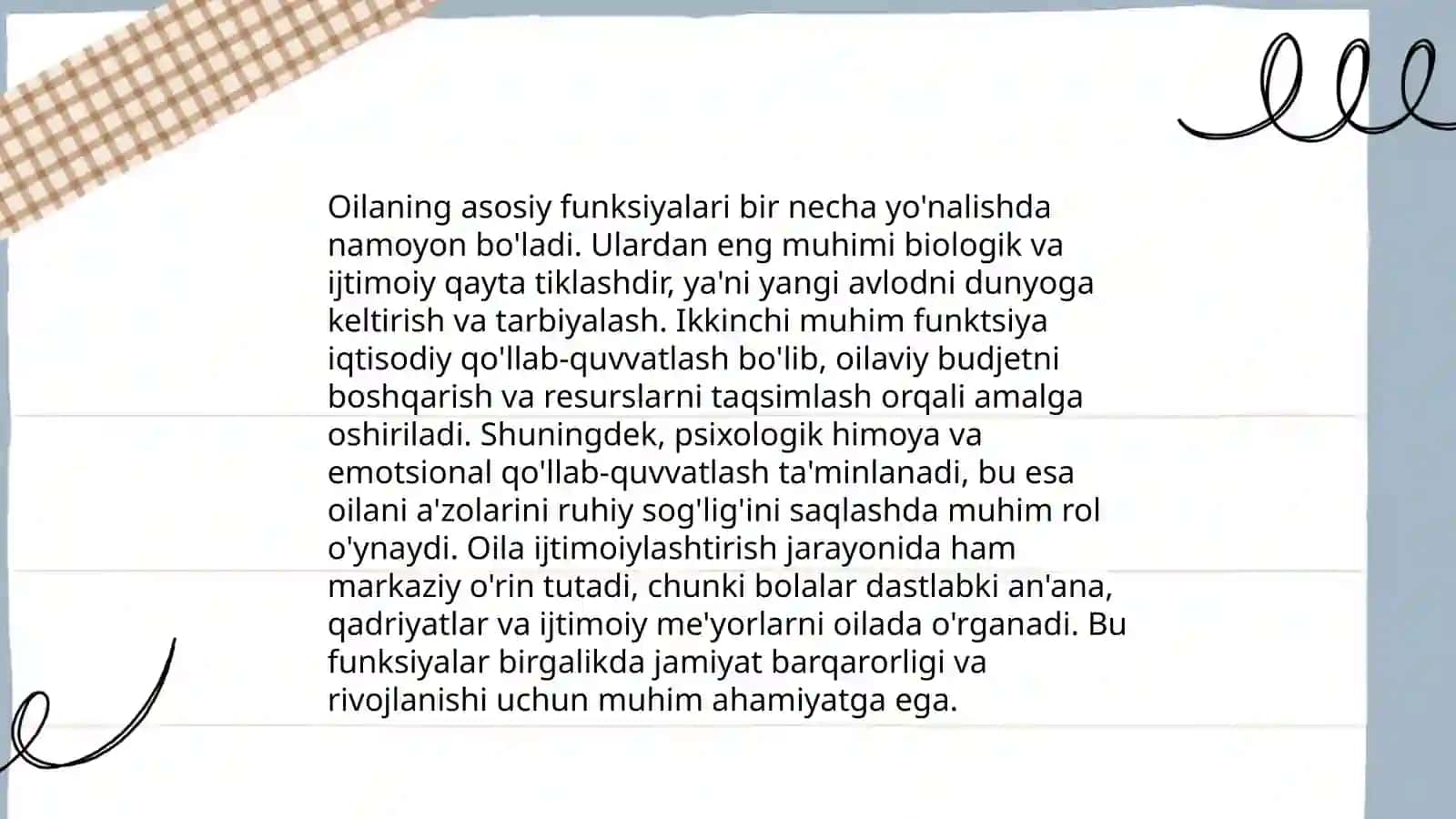Ijtimoiy Psixologiya fanidan taqdimot ishi, mavzu: oila funksiyasi, oila tiplari va rollari 4