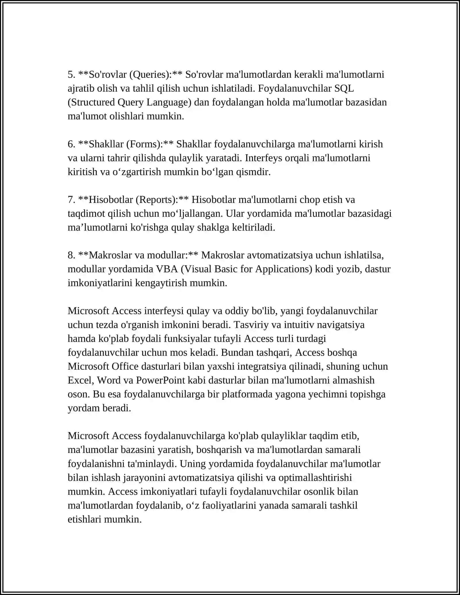 ACCESS DASTURIDA MAʼLUMOTLAR BAZALARINI YARATISHNING ASOSIY USULLARI VA VOSITALARI 4