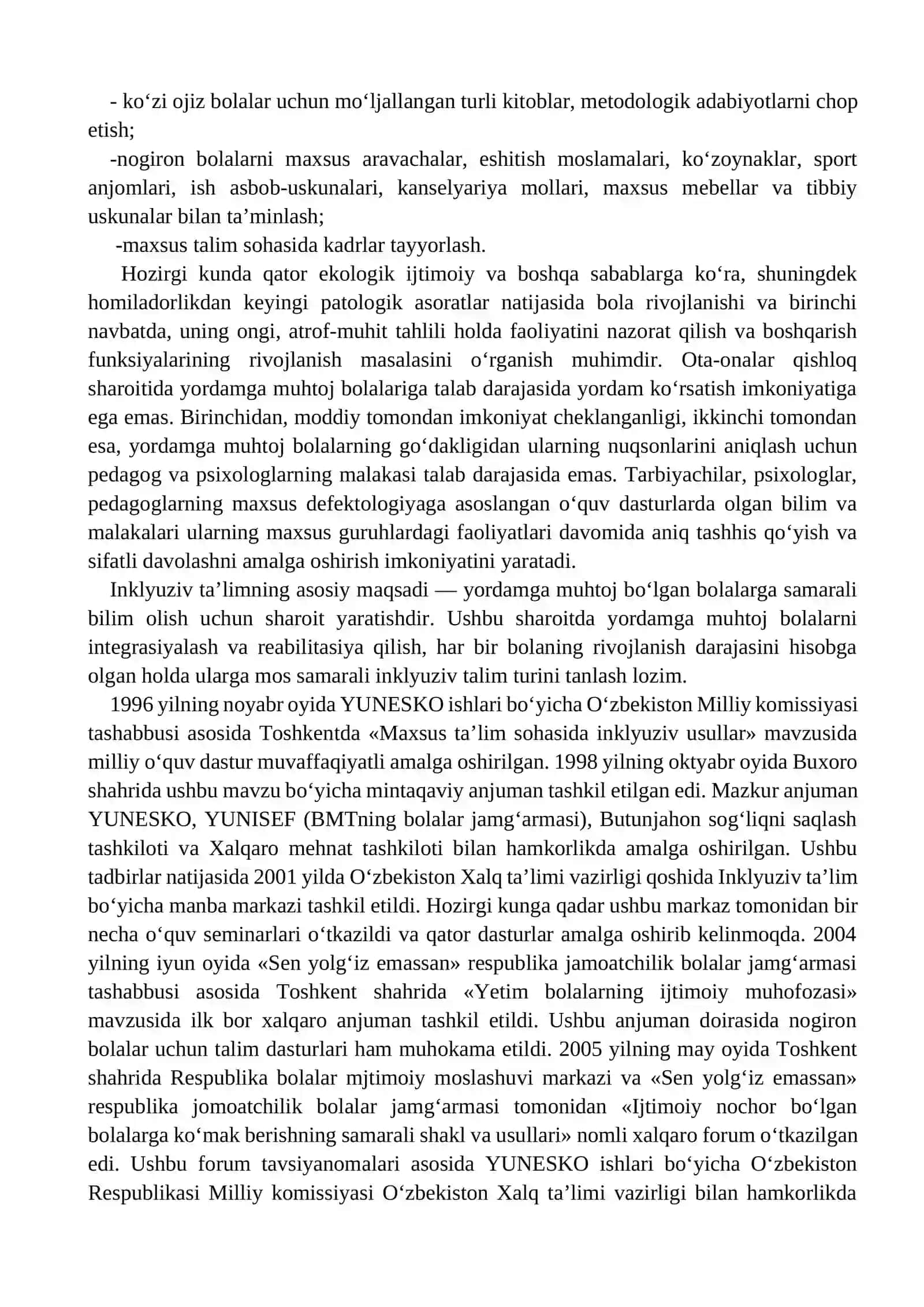 Inklyuziv ta’limga muhtoj anomal bolalar toifalari 4