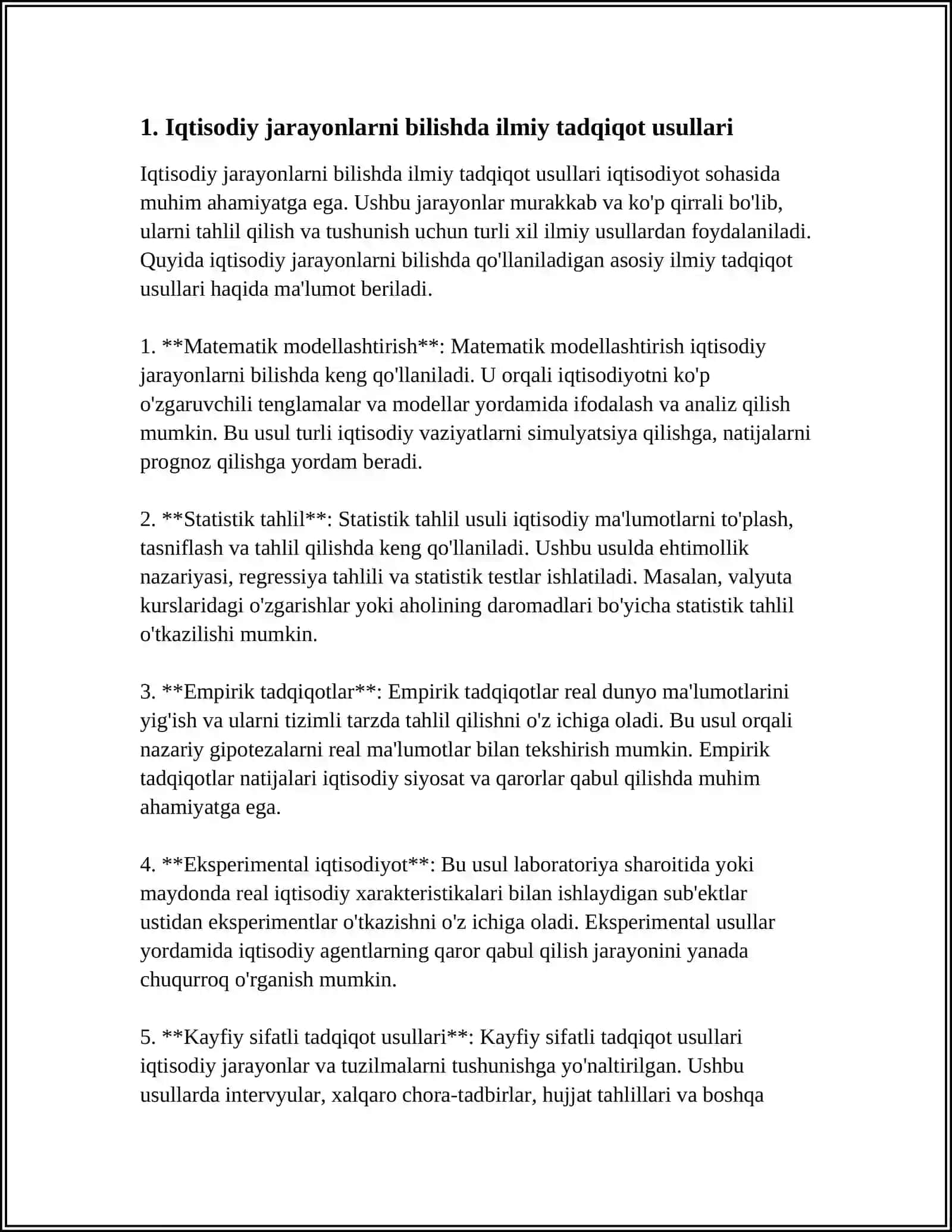 IQTISODIY JARAYONLARNI ILMIY BILISHNING USULLARI 4