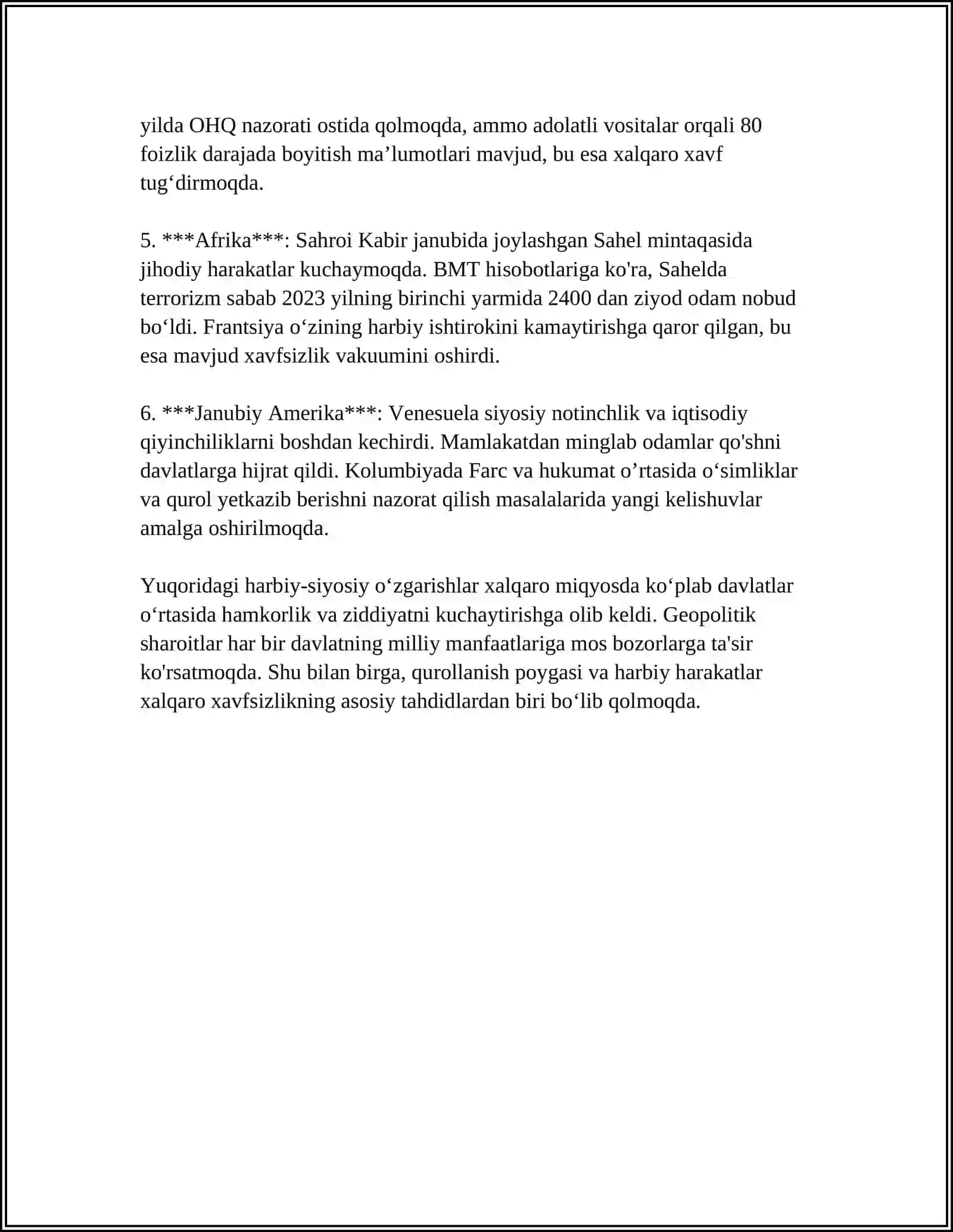 GEOPOLITIK MAYDONDAGI HARBIY-SIYOSIY VAZIYAT VA UNING RIVOJLANISH TENDENSIYASI 4