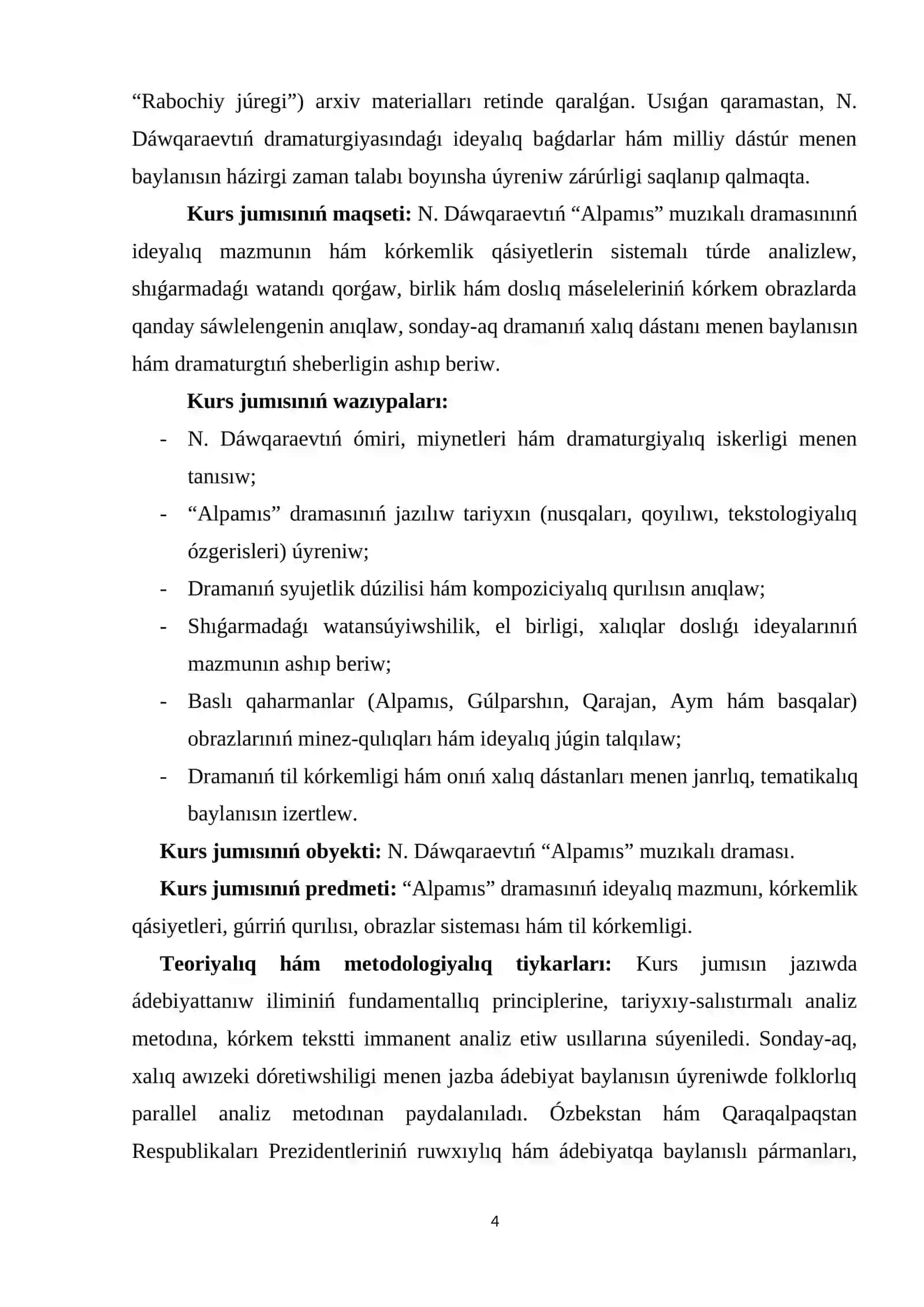 «ÁDEBIYATTANIW TEORIYASÍ» páninen 4
