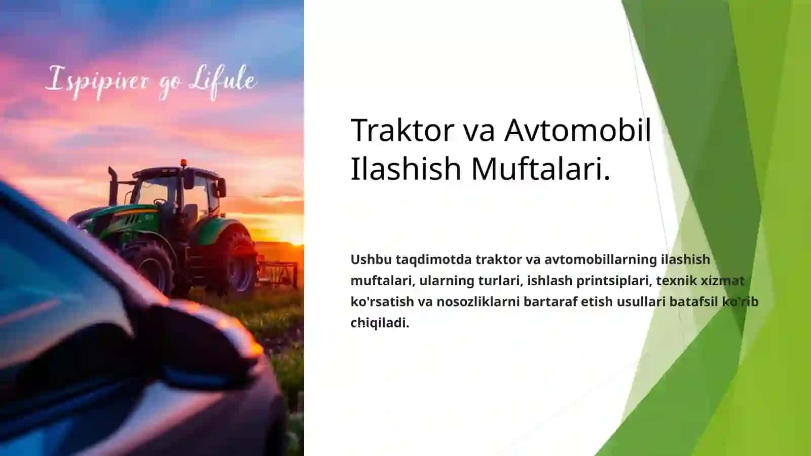 “Traktor va avtomobillarning ilashish muftalari” Bitiruv malakaviy ishi 4