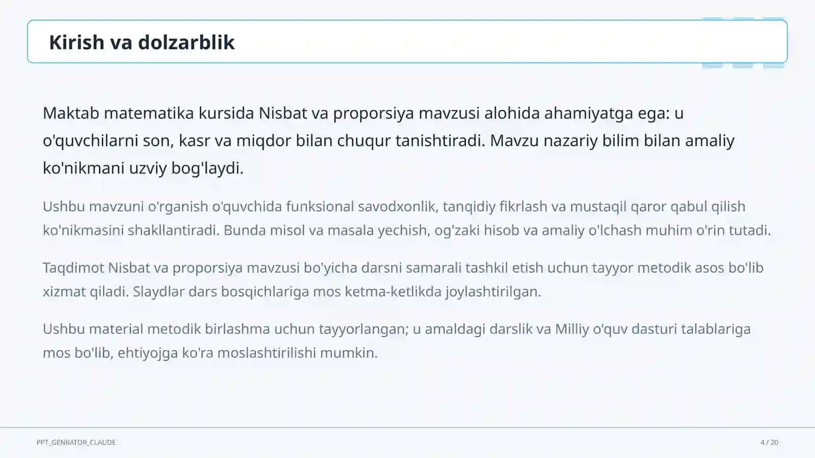 Nisbat va proporsiya (6-sinf) 4