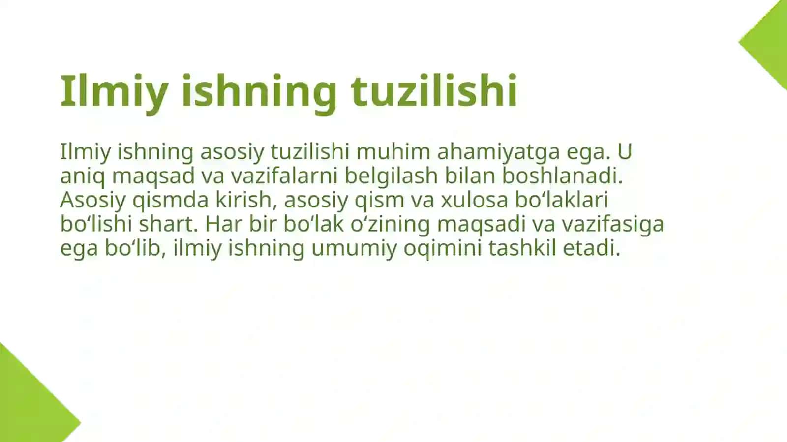 Ilmiy ishni tuzilishi, mazmuni va rasmiylashtirishga doir asosiy talablar 4
