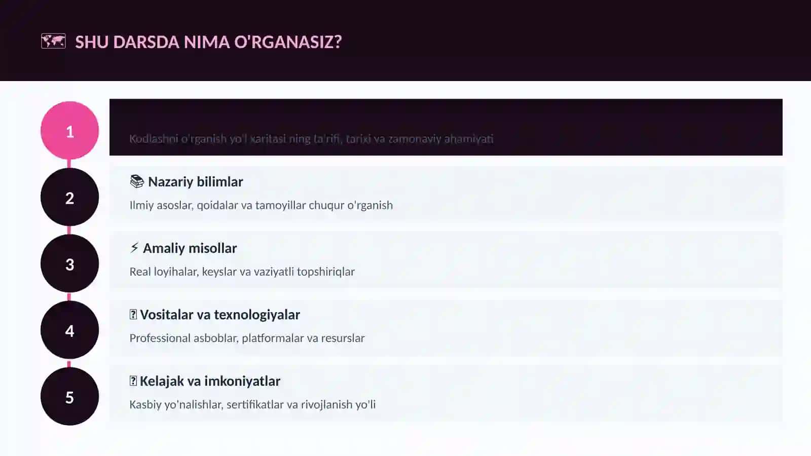Kodlashni o'rganish yo'l xaritasi 4