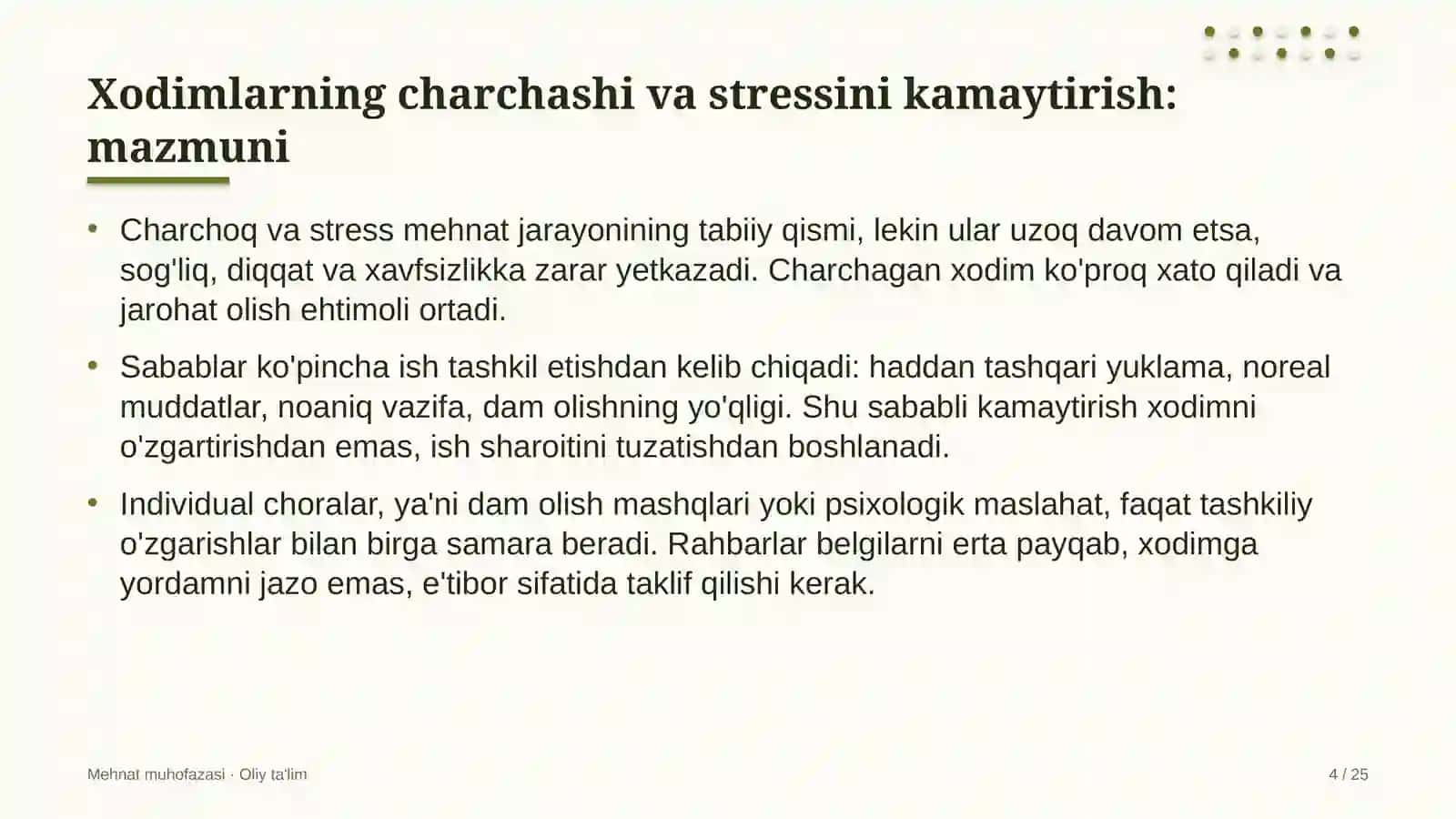 bojsiz savdo do'konlarida xodimlarning charchashi va stressini kamaytirish 3551 4