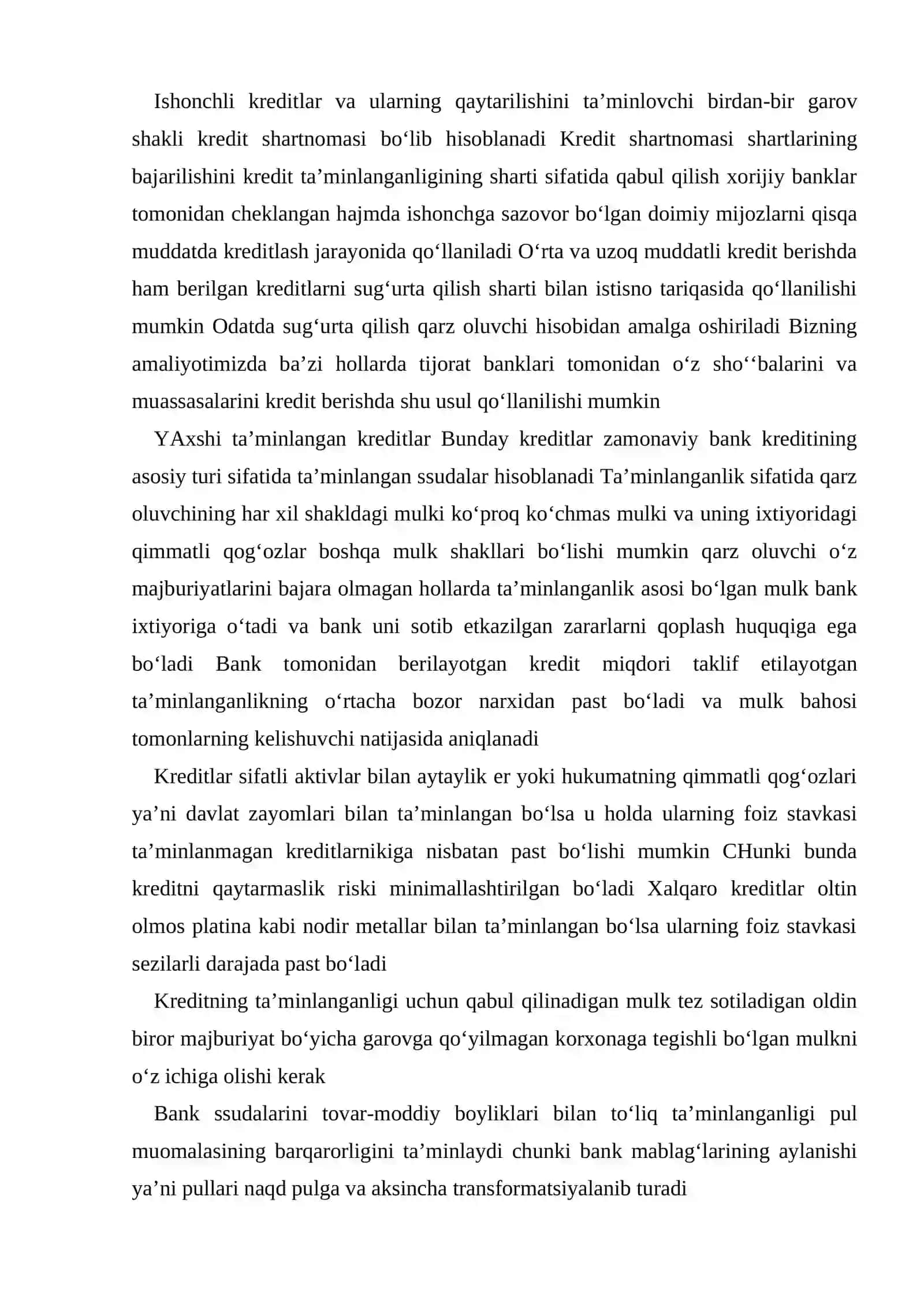 Kredit ta’minoti uni turlari va rasmiylashtirilishi 4