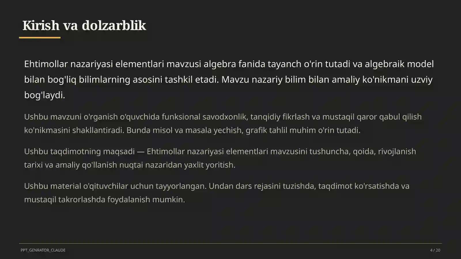Ehtimollar nazariyasi elementlari 4
