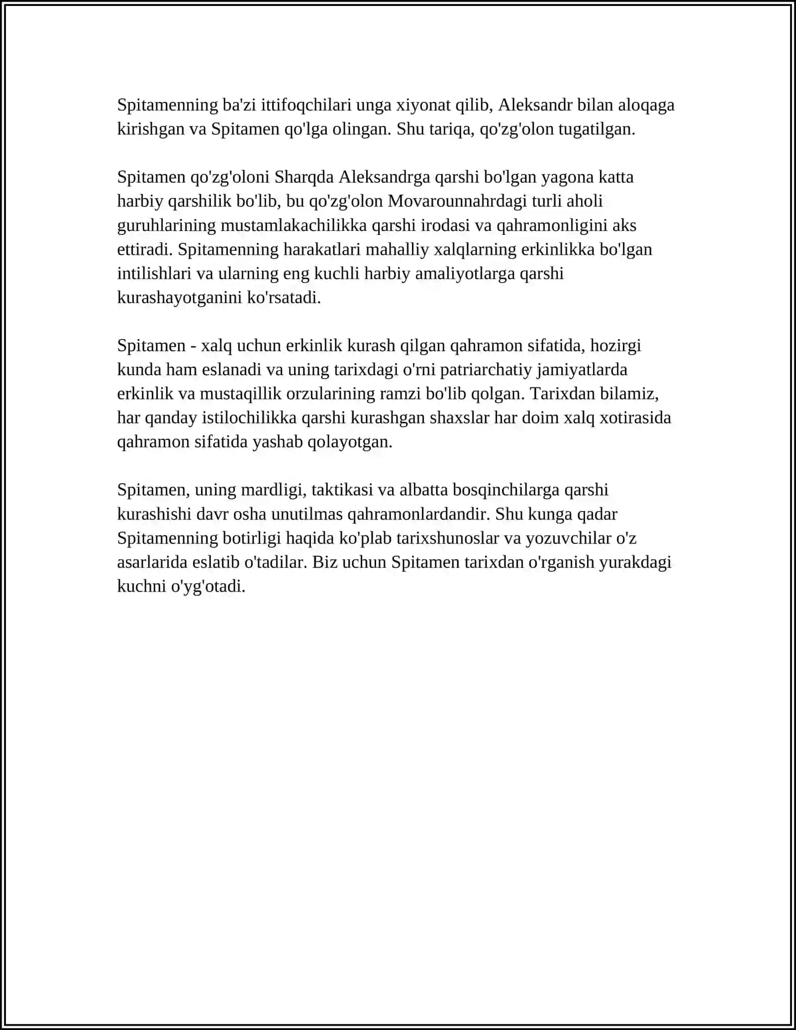 SPITAMEN QOʻZGʻOLONI 4
