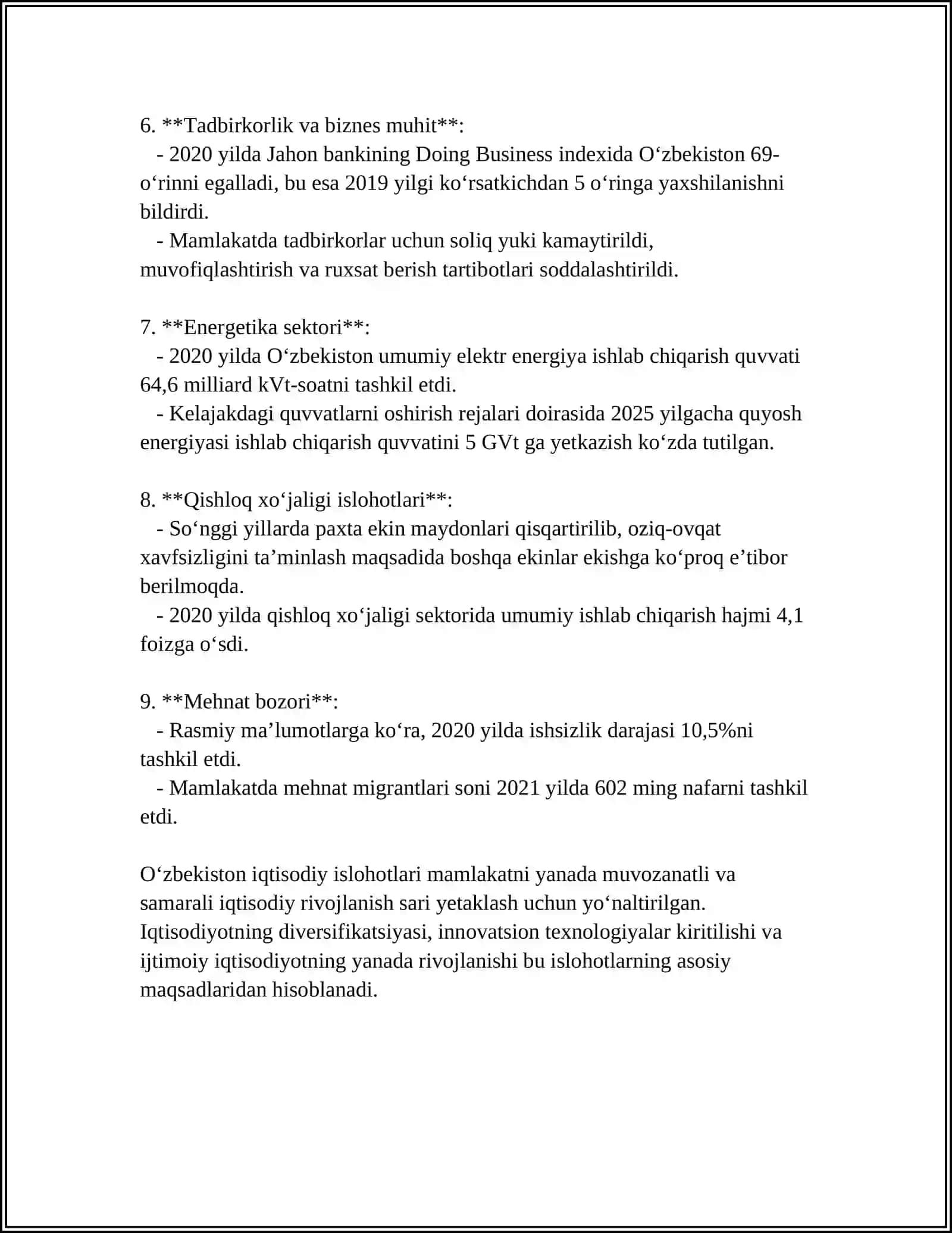Oʻzbekiston iqtisodiy islohotlari 4