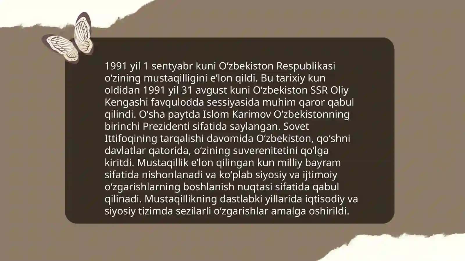Oʻzbekistonning eng yangi tarixi fanidan tayyorlagan taqdimoti 4