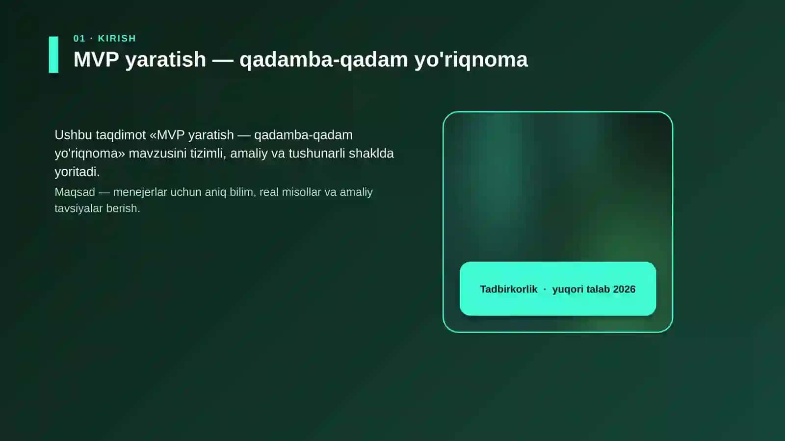 MVP yaratish — qadamba-qadam yo'riqnoma 4