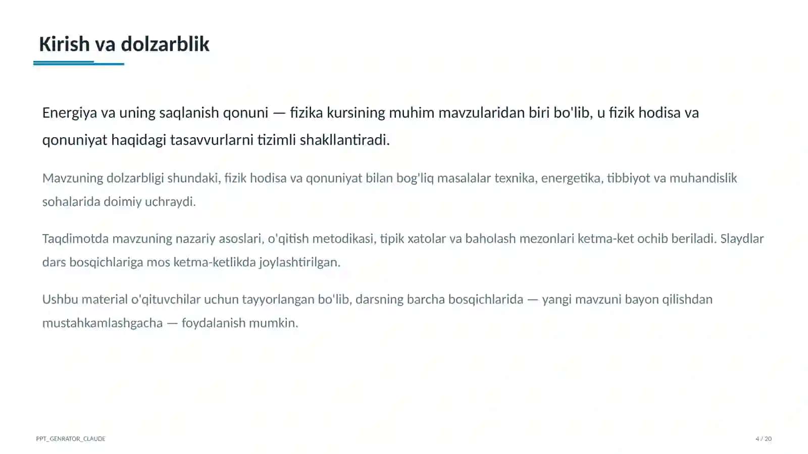 Energiya va uning saqlanish qonuni (7-sinf) 4