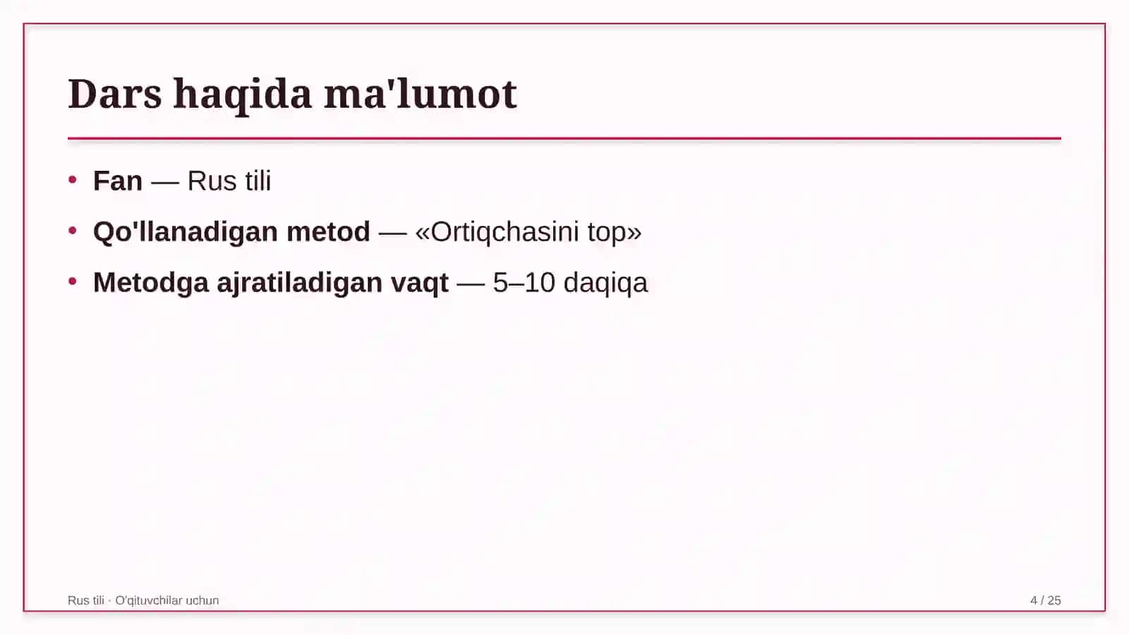 rus tili darslarida ortiqchasini top metodidan foydalanish 4820 4