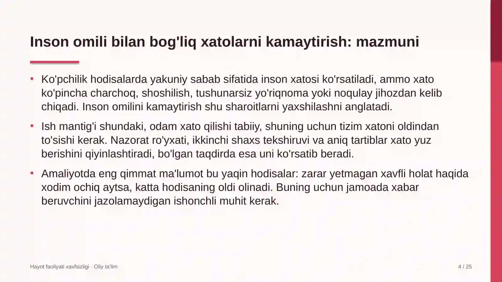 Atrof-muhitni muhofaza qilish organlarida inson omili bilan bog'liq xatolarni kamaytirish 4