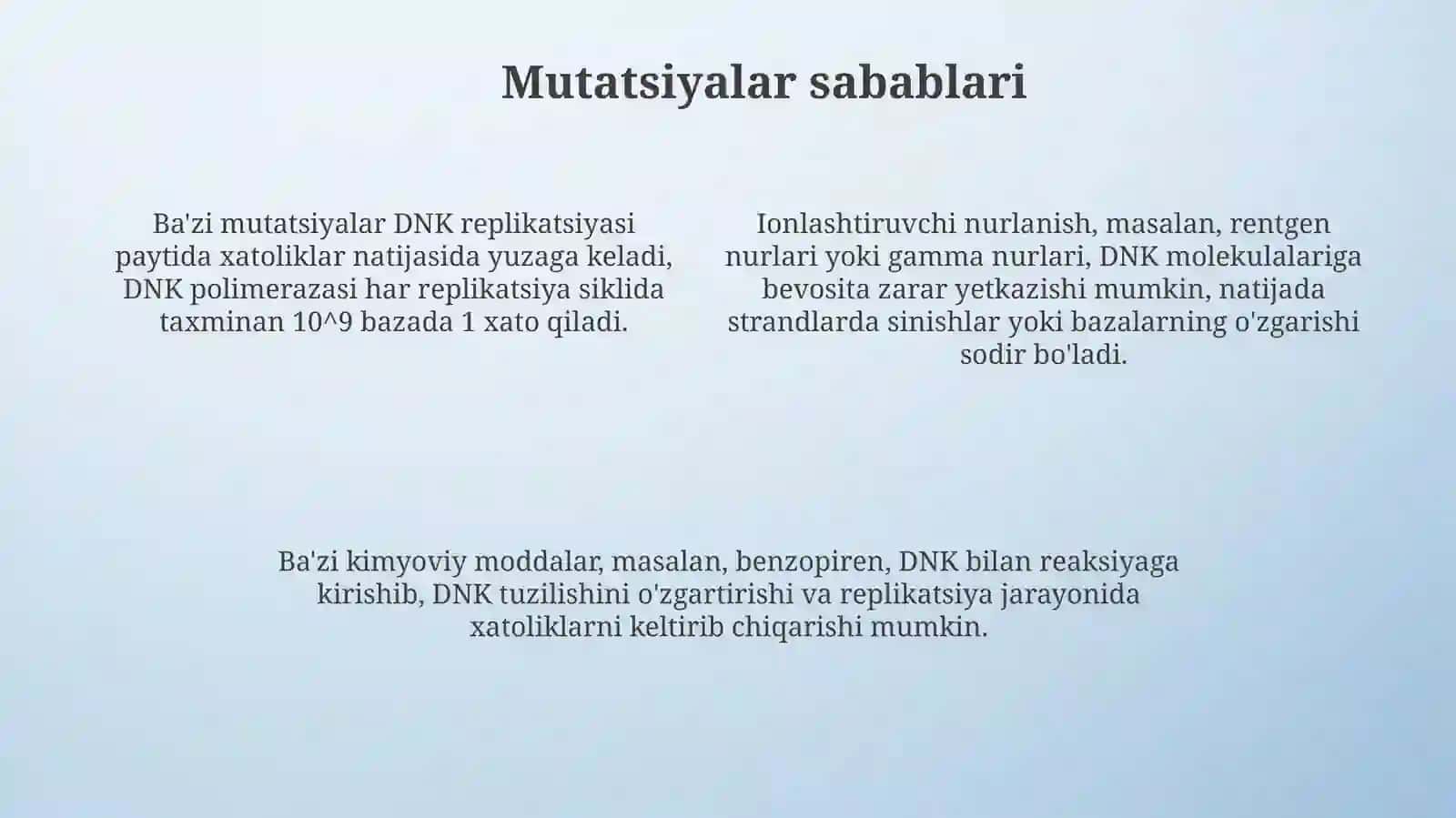 mutatsiya shakllari sabablari ahamiyati va biologik oqibatlari 4